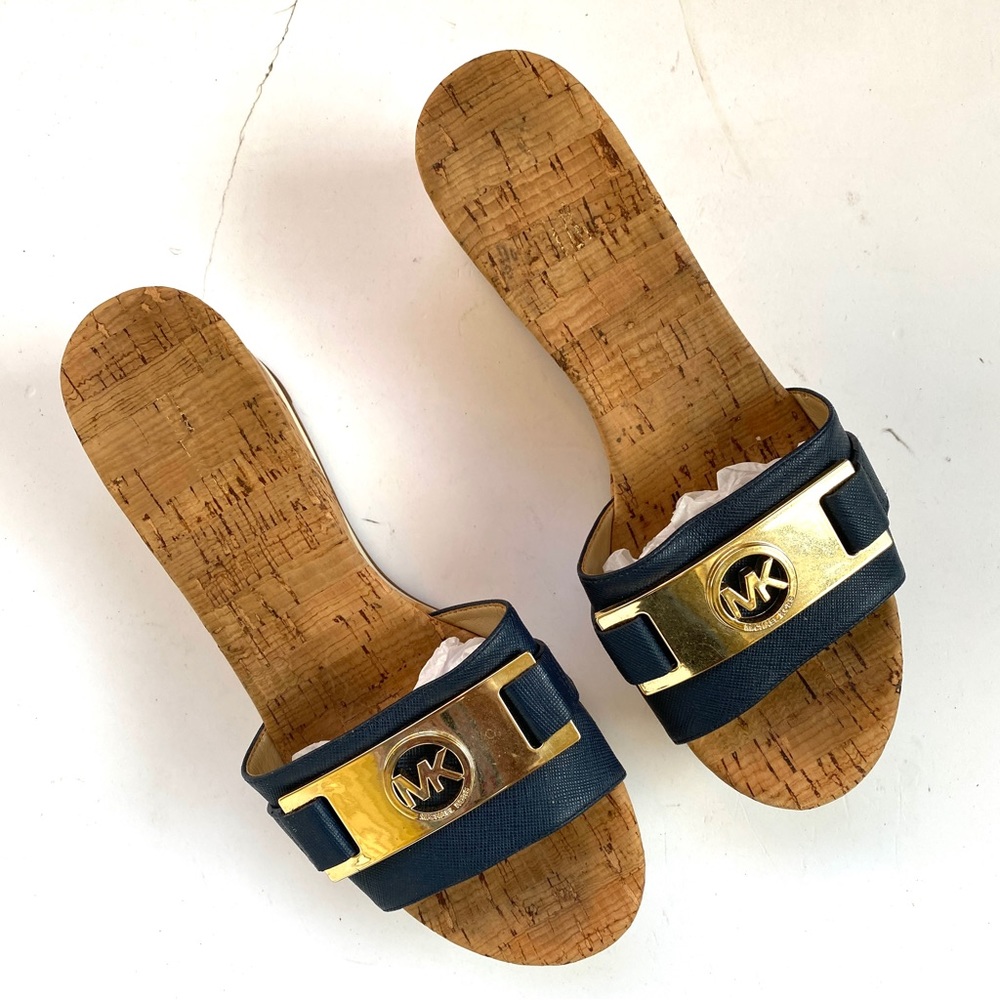 Michael Kors Sandals Wedge Size 6.5 Navy blue